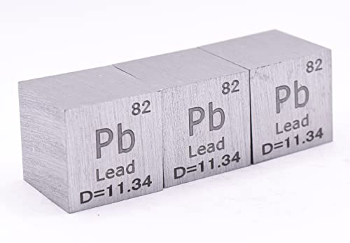 Image of 1 inch 25.4mm Lead Plumbum Metal Cube Pb up to 99.9% Pure Periodic Table Element Engraved Density Collection Science Education Display Block Cube + Acrylic Case Box - 1PC