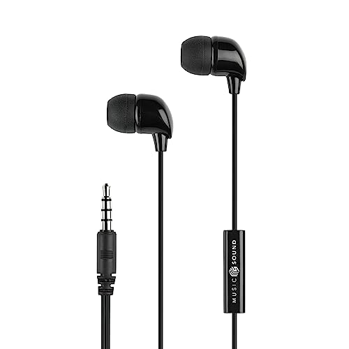 Music Sound | Fullcolor In-Ear-Kopfhörer | Kopfhörer mit Kabel und Mikrofon - Klinkenanschluss 3,5 mm - Schwarz