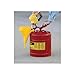 Justrite 5 Gallon Type I Red Safety Gas Can for Gasoline with Flame Arrester, Self-Closing Lid, and Funnel, Made in the USA, Galvanized Steel Flammable Storage Can, 7150110