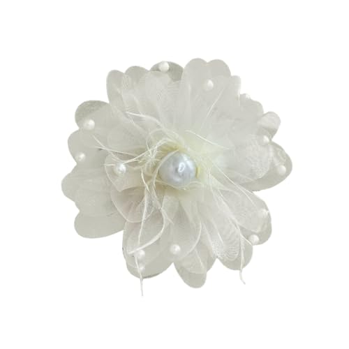 Image of Large Silk Camellia Flower Lapel Brooch Pin for Women Girls Handmade Fabric Rose Flower Floral Feather Faux Pearl Brooches Pins Dainty for Wedding Party Dance Suit Dress Accessories Jewelry Gifts