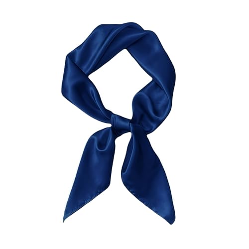 Women Satin Scarf Satin Hair Bandanas Square Stain Scarf Vintage Head Scarves for Women (Navy Blue)