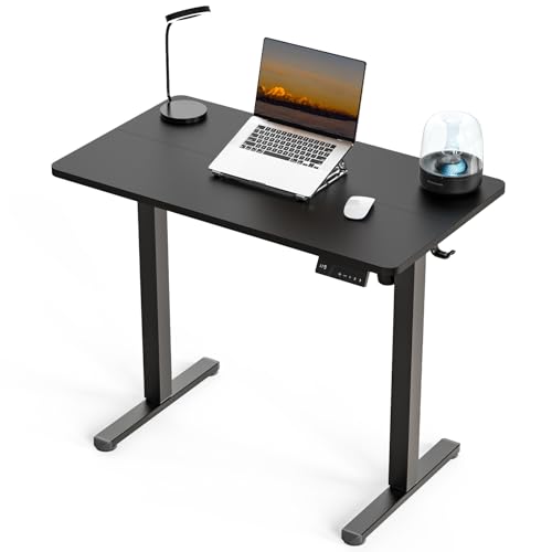 Image of 35 inch x 20 inch Electric Standing Desk, Compact Height Adjustable Desk for Small Spaces, Small Ergonomic Sit Stand Workstation for Home Office Bedroom Apartment (Classic Black)