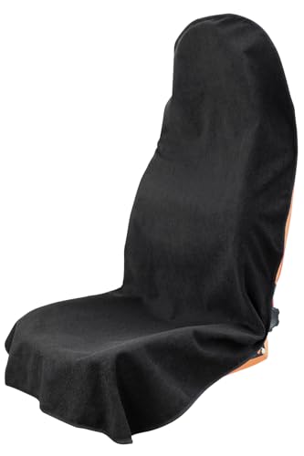 TESFEEL Universal Sweat Towel Car Seat Cover?Waterproof & Quick-Dry Protection for Front Bucket Seats?for Gym, Kids, Pets, Outdoor Sports, Travel – Non-Slip Fit for Cars, SUVs, Trucks (Black, 1 Pack