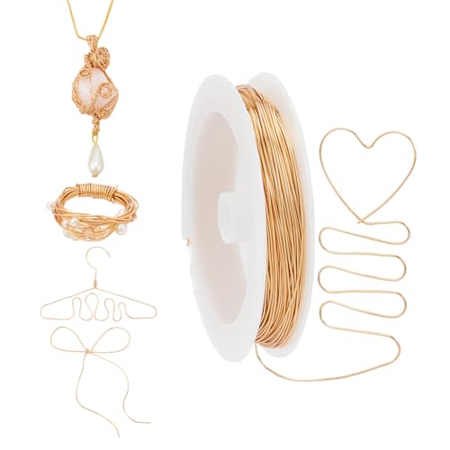 NBEADS 22m de Alambre de Cobre Chapado En Oro de 18 quilates, 0.6mm Alambre Flexible para Hacer Joyas Calibre 22 alambre para Manualidades, Alambre Suave para Abalorios para Hacer Joyas