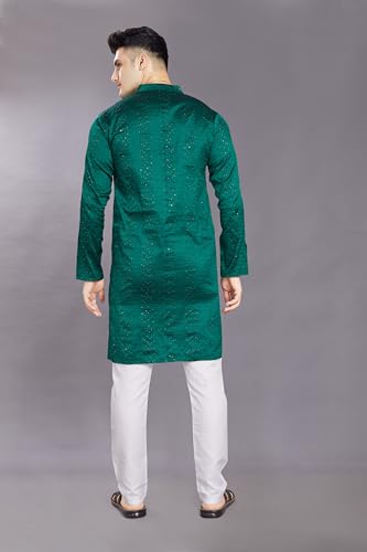 Image of DIVISIVE Men's Jequard Embroidered Art Silk Slim Fit Only Kurta