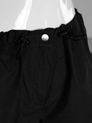 Awesome21 Women's Women's Cargo Nylon Wide Leg Parachute Pants4