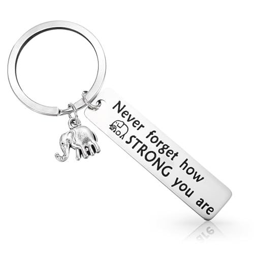 Ymapinc Porte-clés éléphant pour femme, idée cadeau forte pour femme, cadeau de fraternité avec sagesse, force, message porte-bonheur pour marque-page,...