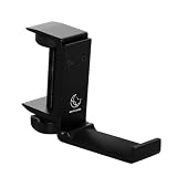 White Lunar Under Desk Headphone Hanger, Foldable Aluminum Headset Hook for Clean Desk Setup, Space Saving Clamp Mount for Gaming & Home Office