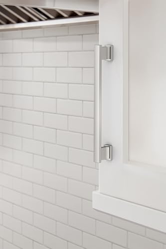 Image of Amerock 25 Pack 6-5 /16 inch Triomphe Polished Chrome Drawer Pull | 6-5 /16 inch (160mm) Center-to-Center Mounting Distance and 7-5 /16 inches Overall Length, Durable Zinc Cabinet Hardware