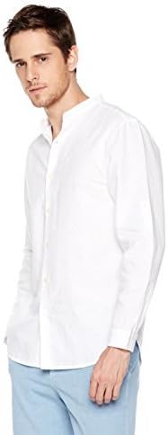 Men's Long Sleeve Button Down Cotton Linen Shirt Casual Lightweight Beach Shirt