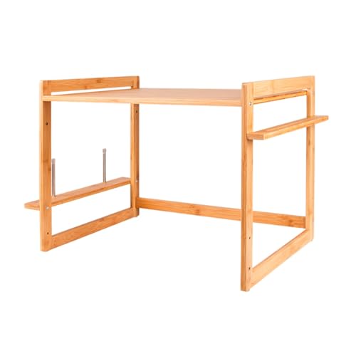 Estante de bambú para horno microondas con tabla de cortar y soporte para cuchillos, estante de almacenamiento sobre la estufa, encimera de cocina, ahorra espacio para tostadoras y utensilios