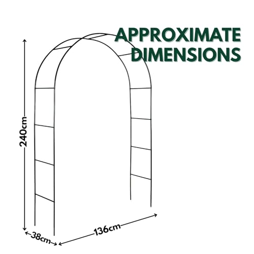 Garden Mile Heavy Duty Garden Arbour Steel Frame Garden Arch - Large, Strong Weather Resistant Metal Climbing Plants Indoor Outdoor Support Arches for Roses, Climbers, Vegetables, Archway Decor (2.4M)