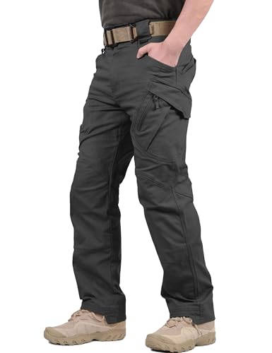 TACVASEN Men's Tactical Cargo Pants, Cotton 9 Pockets Work Pants, Stretch Hiking Pants, Lightweight Outdoor Workout Pant