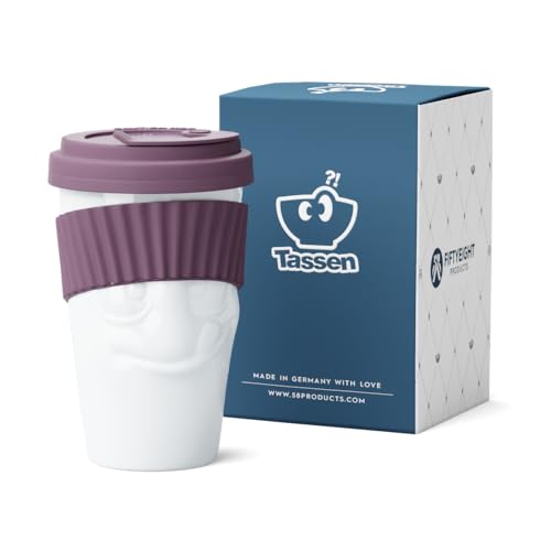 Taza de porcelana para café con tapa y funda Wineberry miniatura 3