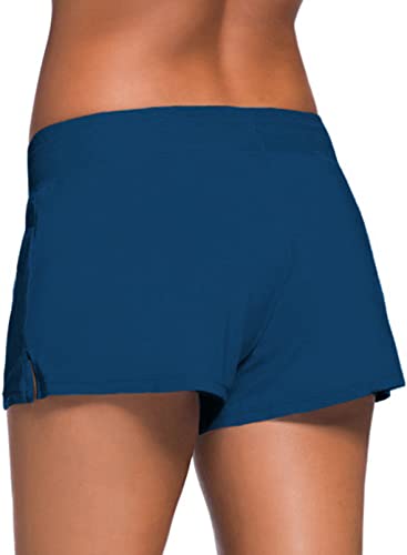 Aleumdr 3" Board Shorts Women's Swimswear Tankini Swim Briefs Swimsuit Bottom Boardshorts Beach Trunks Blue 405 Small