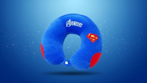Image of Soft and Comfortable Cartoon Designed U-Shaped Kids Travel Neck Pillow for Airplane Car Flight Head Neck Support for Boys and Girls (Pack of 1, Blue)