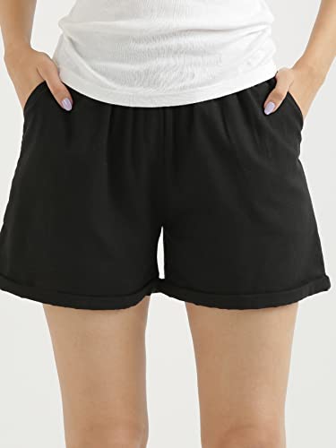 Image of SAADAA Women's Shorts Pants Cotton Linen Fabric 2 Deep Pockets