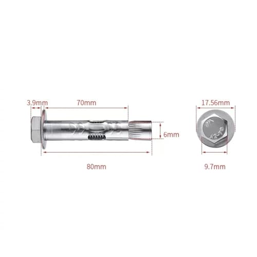 Image of 5Pcs M6*80mm Expansion Screw Bolts Stainless Steel Anchor Bolts for Wall