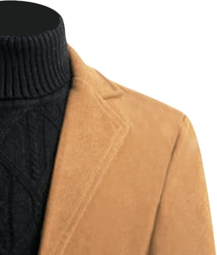 Maiyifu-GJ Men's Wool Blend Trench Coats Mid-Length Notched Collar Slim Overcoat Casual Business Single Breasted Long Jackets4