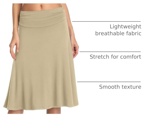 Image of Urban CoCo Women's Ruched High Waist Knee Length Jersey A-Line Stretchy Flared Casual Skirt