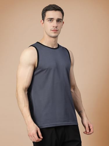 Image of CHKOKKO Men Polyester Solid Gym Regular Fit Tank Tops Sleeveless Sports Vest