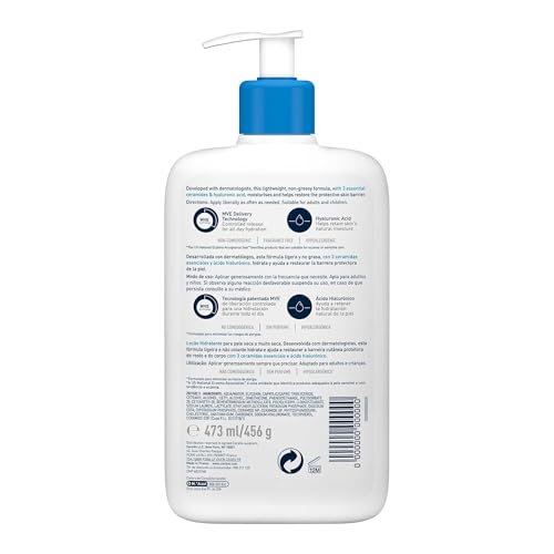 CeraVe Loción Hidratante, Piel Seca a muy Seca, Hidrata y Restaura la Barrera Protectora de la Piel, Enriquecida Con Ceramidas Esenciales y Ácido Hialurónico, Fórmula Ligera, Apta para Rostro y Cuerpo - imagen 2