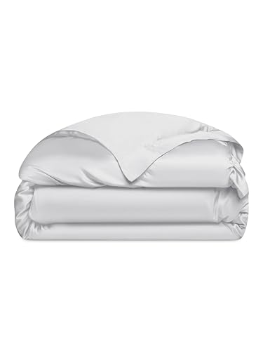 Cozy Earth Luxury Duvet Cover Queen - 100% Viscose from Bamboo - Ultra-Soft, Cooling & Lightweight Duvet Cover - Temperature-Regulating Bedding with Concealed Zip & Interior Snap Closures - White