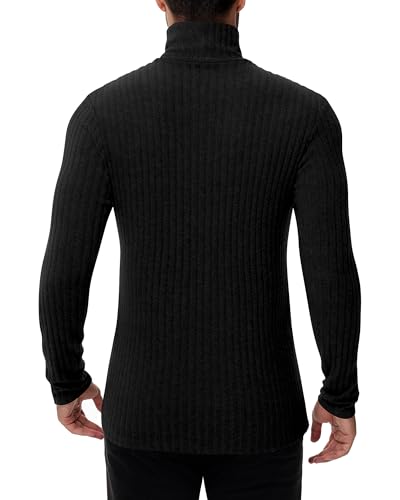 Riyiper 2 Pack Men's Ribbed Turtleneck Sweaters, Long Sleeve Pullover Tops Slim Fit Thermal Sweaters Base Layer Basic Jumper3