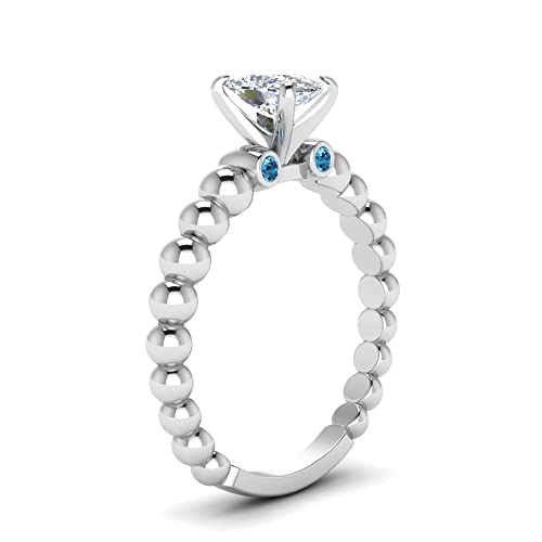 Image of 55Carat Choose Your Gemstone Bead Diamond CZ Engagement Ring sterling silver Emerald Shape Side Stone Engagement Rings Everyday Jewelry Wedding Jewelry Handmade Gifts for Wife US Size 4 to 12