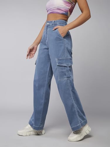 Image of Dolce Crudo Women's Wide Leg High-Rise Clean-Look Jean's