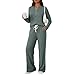 Womens Pajamas 2 Piece Lounge Sets Fall Winter Soft Warm Yoga Athletic Airport Travel Outfits Ribbed Knit Long Sleeve V-neck Casual Henley Shirt Pants Matching Set Sweatsuits Ladies Fashion Clothes