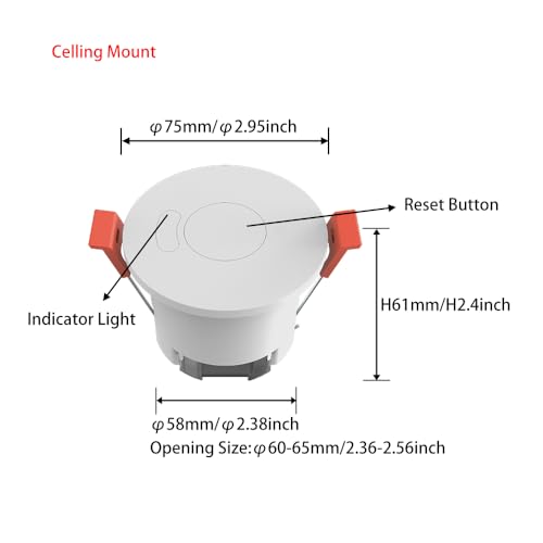 Wenzhiiot Presence Sensor, Wenzhiiot Smart Motion Sensor Zigbee 5.8 Ghz Radar Mmwave Presence Sensor Movement Body Motion Detection For Lighting 110/220V Wireless Switch Celling Mount Tuya Smart Life Home thumb #1