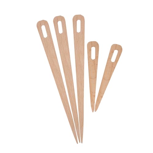 Yctze 5PCS DIY Wooden Big Eye Knitting Needles Tapestry Weaving Crafts Tools Toothbrush Needle for Rag Rug Making Nalbinding Weaving Needles Loom Yarn Tool Wooden Tapestry Amish Knot Rug