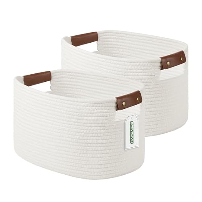 Cotton Rope Basket , Storage Baskets with Handle, 15x10x9 Inch Woven Basket for Shelves, Laundry, Towels, Clothes, Books, Toys (Black 1Pack)