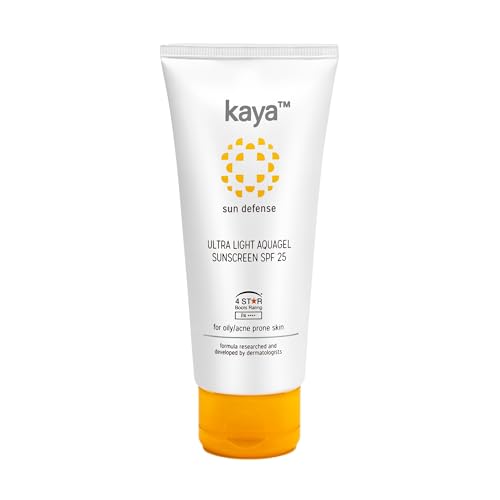 Kaya Ultra Light Aquagel Sunscreen With SPF25 50ml | Fragrance Free | Non-Greasy | Does Not Clogs Pores | PA++++ | 4 Star Boots Rating | For Oily & Acne Prone Skin