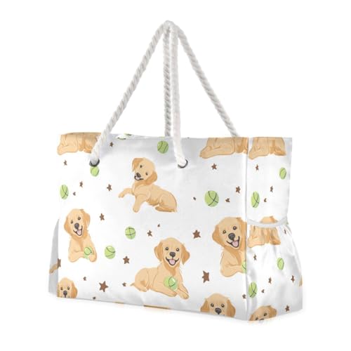 susiyo Golden Retriever Dogs Beach Bags for Women Large Travel Tote Bag Waterproof Sandproof Lightweight Swim Pool Bag for Family Outdoor