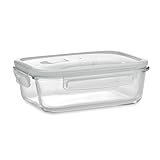 Conny Clever 4 x Glas Frischhaltedose 900 ml mit Lüftungsventil, Borosilikatglas Lunchbox, Luftdichter PP-Deckel, Mikrowellengeeignet, Auslaufsicher, 20x15x6 cm