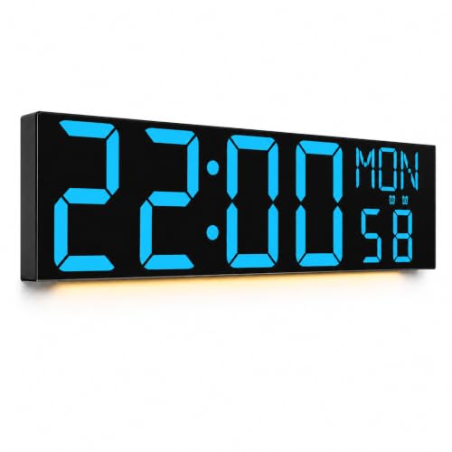Image of JALL 30 inch Giant Digital Wall Clock, Extra Large LED Clock with Remote, Huge Wall Clock with Jumbo Numbers for Living Room, Gym, Blue