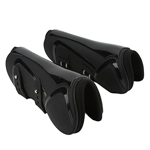 Horse Tendon Boots PU Shell Stable Fixed Safe Horse Leg Protector Support for Horse Riding (Black Front Legs M(59cm / 23.2in Long))