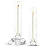 2 Pezzi Portacandele in Vetro Uragano Candeliere Cilindro di Vetro Paralume A Uragano In C...