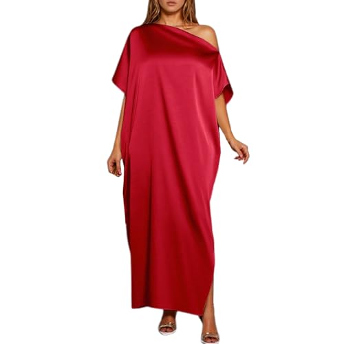 Robe longue élégante en satin de couleur unie et coupe fluide