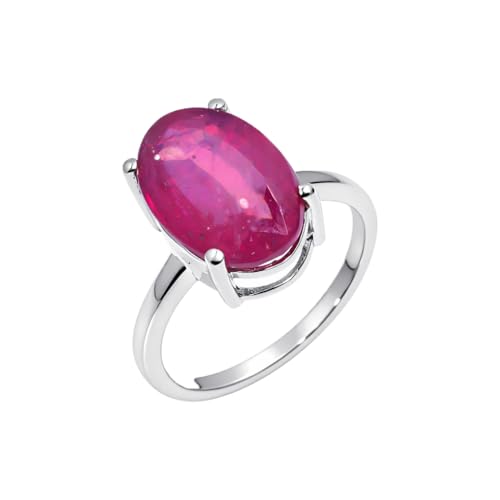 Bague rubis taille ovale en argent 925 fait main US 3.0