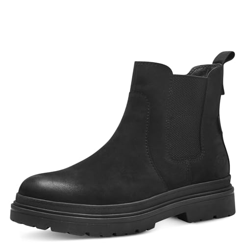 Tamaris COMFORT Damen Winterstiefel ohne Absatz aus Leder Wasserabweisend, Schwarz (Schwarz Nubuk), 42 EU