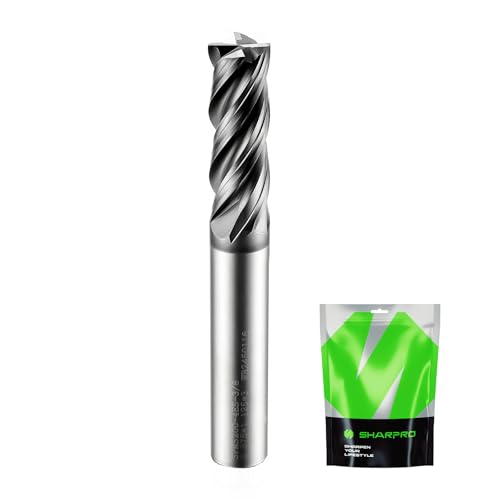 SHAPPRO 3/8 Inch Shank Carbide Square End Mill, 4 Flute CNC