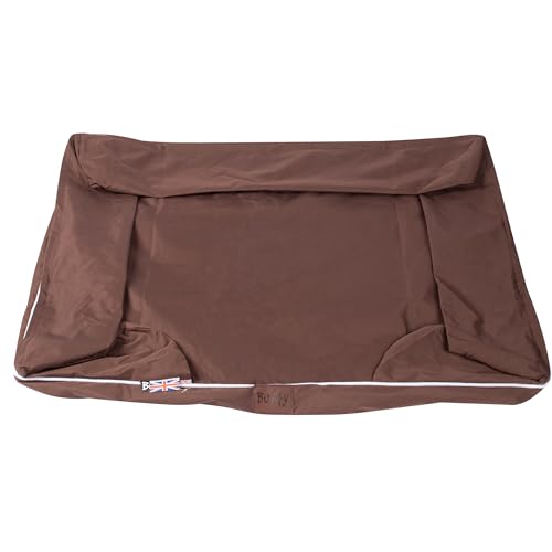 Bunty Cosy Couch Large Dog Bed Cover - For Dog Mattress Bed with Bolster Walls, Fits Thick Padding - Non-Slip, Washable, Removable Cover - Large, (Cover Only) Brown