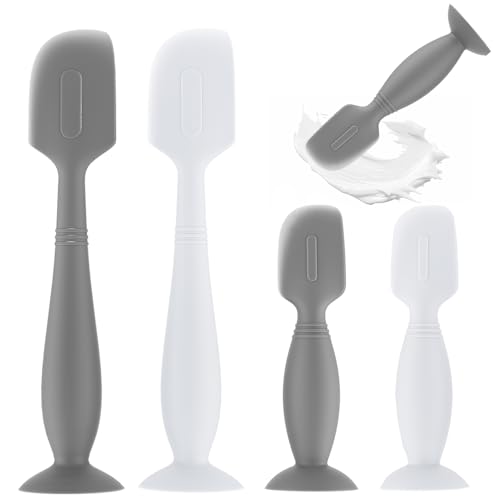 Image of Baby Diaper Cream Spatula,4 Pack Silicone Diaper Cream Applicator Baby Butt Paste Spatula Diaper Cream Brush for Newborn Baby, 2 x Large Size, 2 x Small Size (Gray+White)