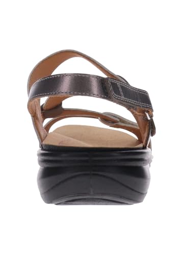 Image of Revere Emerald 3 Women's Sandals - Premium Soft Leather, Adjustable Straps & Contoured Footbed - Orthotic Arch Support for Stylish Comfort & All-Day Wear Silver Fusion 12-12.5 M US