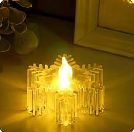 IQS Enterprise LED Crystal Candle Light Table Centrepiece Flameless Candles Transparent Small Tea Wax Birthday Proposal Desktop Decoration Smokeless Candles Tea Lights (3 Pcs)-image-15
