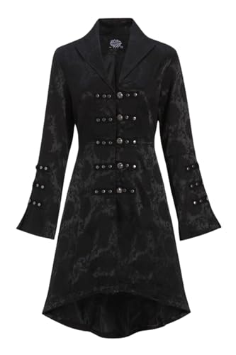 Pretty Attitude Womens Black Brocade Gothic Steampunk Floral Jacket Coat – Size US 12