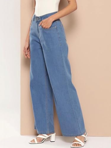 Image of Women's High Waist Denim Jeans | Straight, Relaxed, Wide Leg & Baggy Fit | High Rise Loose Oversized Denim Pants for Women | Comfortable Casual Everyday Wear | Oversized Woman baggys